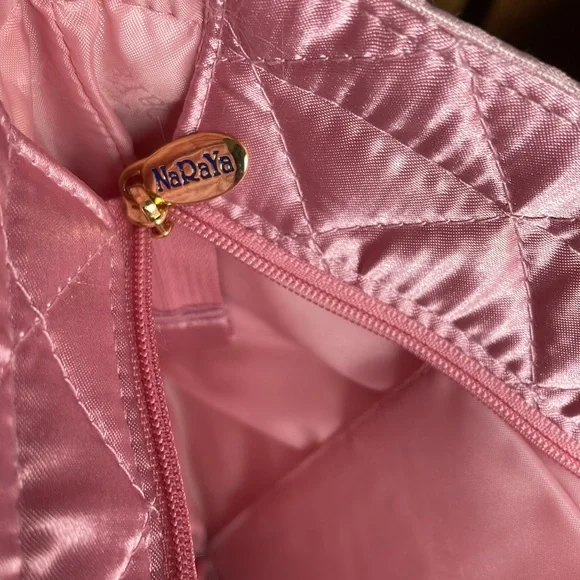 Naraya checkered pink quilted bow tote shoulder bag - Picture 5 of 15